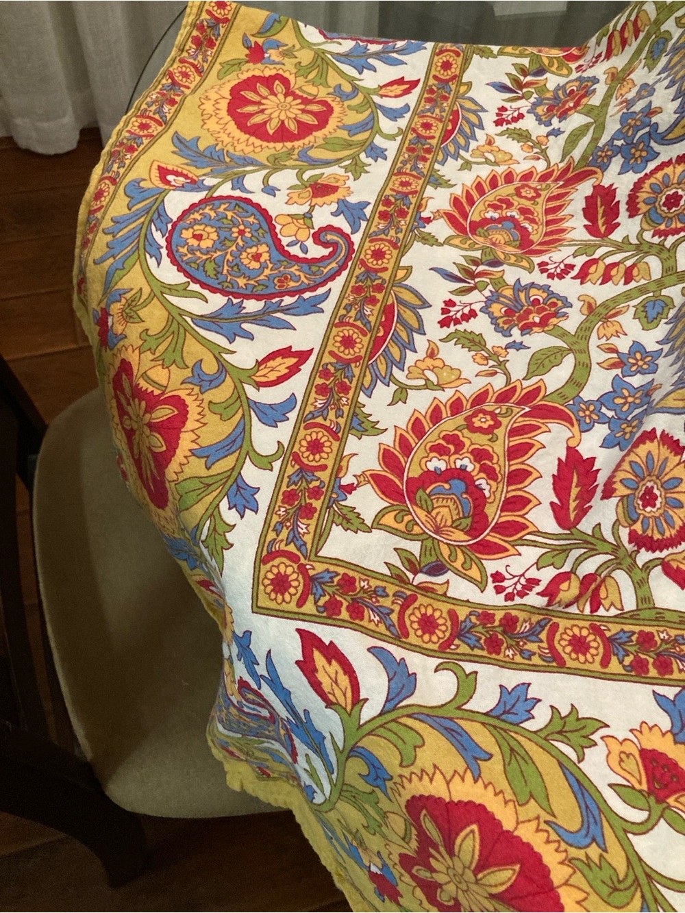 AHSA Handicrafts Bohemian Style Vintage Paisley Tablecloth India. 56" x 56"